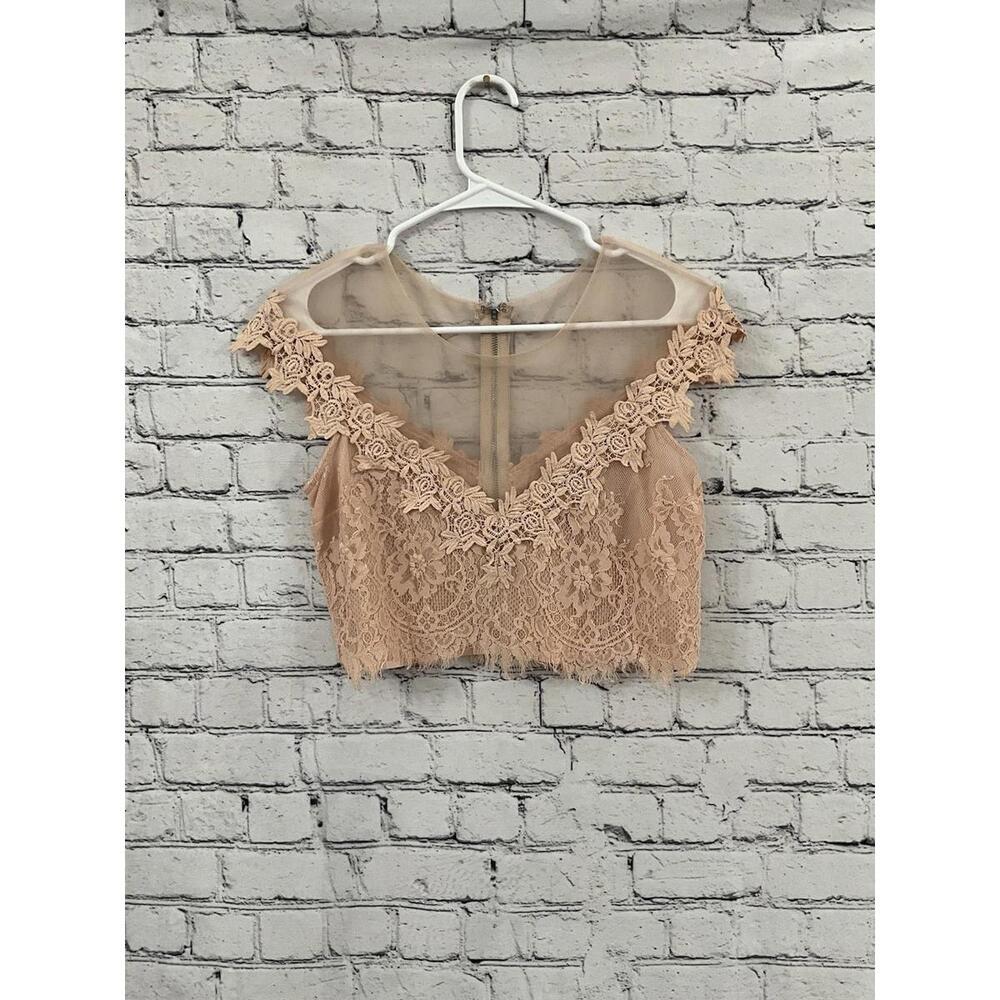 Dainty Hooligan Beige Lacy Top Bust And Dress